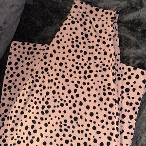 Stylish Tan and Black Animal Print Extra Wide Leg Pants - Size Large